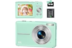NICAMERY Digitalkamera 44MP 1080P FHD Fotokamera Kompaktkamera 16X Digitalzoom Fotoapparat mit 32GB Speicherkarte, Digital Kamera für Kinder, Teenager, Anfänger, Jungen, Mädchen(Grün)