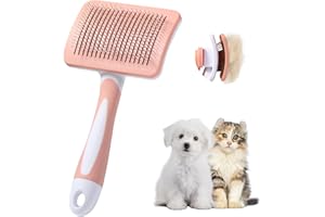 Vinabo Spazzola autopulente per animali domestici, spazzola per pelo lungo e corto, per cani e gatti, elimina efficacemente la tomentosi, sottopelo, grovigli - arancia cannella