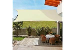 OldPAPA Sun Shade Sail Rectangle Water-resistant Sun Shade 95% UV Block Sunscreen Awning Garden Beach Patio Canopy Cream 3x4m(without stretch functionality)