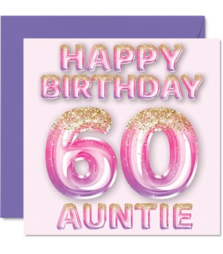 Handgefertigte 60. Geburtstagskarte „Auntie“ – Mit Strass & Glitzer