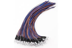 YIXISI 40 Pièces 5mm Diode Ampoule LED Câblé, 12V 20cm Diode LED Pré-Câblée Lumière, Diodes Électroluminescentes Pré-Câblés, Bleu Glacier