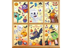 BENUAN Halloween Window Stickers Reusable Happy Halloween Window Clings Decorations Cute Ghost Bat Spiders Pumpkin Window Decals Display for Home Party