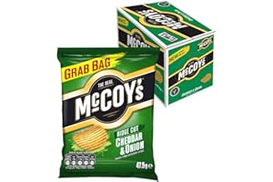 MCCOYS McCoy's Ridge Cut Crisps, Multipack Box of Flavoured Potato Crisp snacks, 36 x 47.5g – Cheddar & Onion