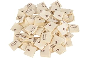 AIYONG 100 etichette fatte a mano, da cucire, realizzate a mano, per lavori di cucito (beige)