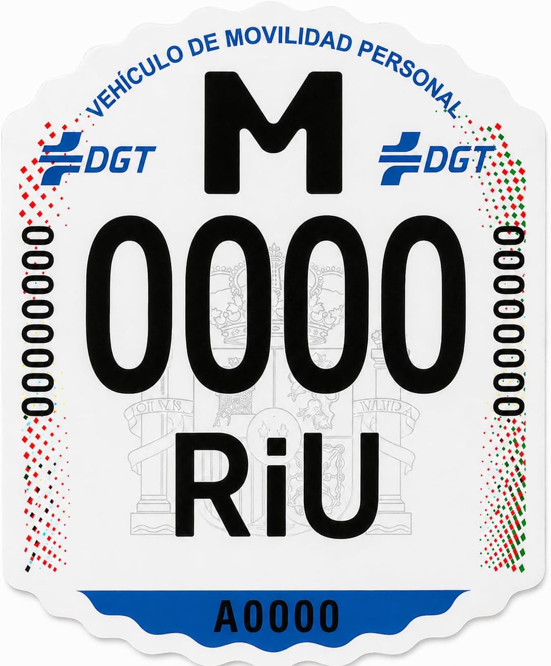 RiuScooter Matrícula para Patinete Eléctrico VMP, Homologada DGT, 65mm x 52,8mm