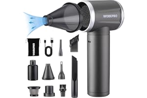 WORKPRO Odkurzacz ręczny 12 V, 4-biegowy odkurzacz na sprężone powietrze, akumulatorowa dmuchawa do kurzu typu C, przenośny akumulatorowy odkurzacz do samochodu, klawiatury