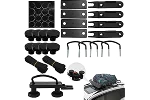 Zequech 23 Pieces U Roof Box Mounting Kit, 4 Universal U-Brackets 8 Heavy Duty Locking Nuts, Solid Load-Bearing, Essential for Space Optimisation, Mounting Accessories for Universal Roof Box Racks