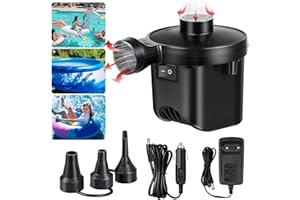 POWMAG Pompe Électrique, Pompe à Air Électrique avec 3 Buses, Gonfleur Electrique pour Pompe Matelas Gonflable,Camping Coussin,lit à Eau,Bateau,Anneau de Natation
