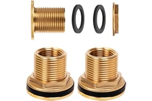 CHENGCKJ 2 Pcs Raccord Citerne Eau de Pluie, Douille de Seau à Pluie en Laiton, Passage Universel pour Citerne de Pluie pour Barils d'eau (Extérieur 3/4 Intérieur 1/2)