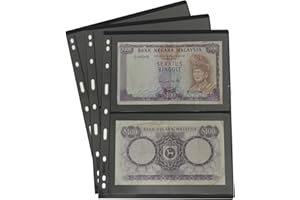 PCCB MINGT 10 hojas internas estándar a 9 foros, doble cara, para álbumes, estampillas, billetes, colecciones, páginas internas para álbumes de monedas y suministros (Negro, 2 Bolsillos)