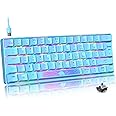 MAGIC-REFINER 60% Mechanical Keyboard Blue Switch, UK Layout Compact 62 Key USB C Wire RGB Effects Ergonomic Gaming Keyboard Rainbow LED Backlight Compatible With PS4,PC,Laptop,MAC - Blue