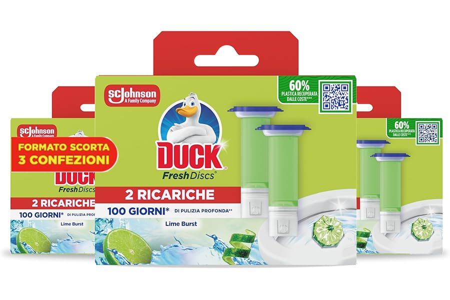 Duck Fresh Discs - Sanitising Gel Discs - Lime Fragrance - Pack of 6 Refills, 36 Discs Toilet Sanitising Gel