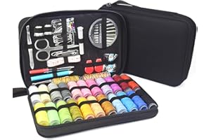 NOA HOME DECO Juego de costura, accesorios de costura, 24 bobinas de hilo, mini herramienta de costura completa para principiantes, viajeros, familiares y amigos, Negro