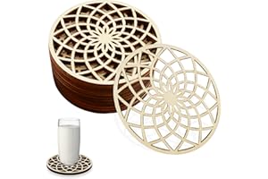 EMODWEY Set di 10 Sottobicchieri in Legno, per Bevande Calde e Fredde, Riutilizzabili, 8x8 cm, Sottobicchieri Robusti dal Design Unico