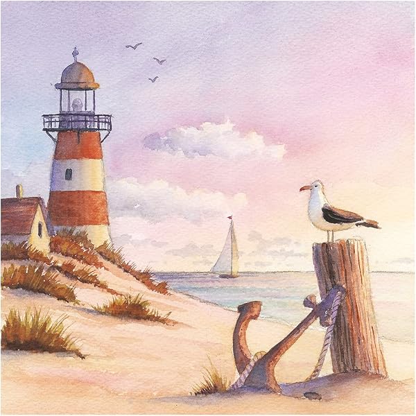 20 Servietten Leuchtturm Im Bullauge – Maritimes Design, 33x33 Cm, 3-lagig, Für Tischdeko & Basteln