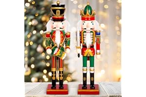 ITMNMNL 2 Piezas Cascanueces Navidad,Cascanueces de Navidad,Figuras de Cascanueces Tradicionale de Navidad,Cascanueces Navidad Grandes,Soldado Cascanueces De Madera,Decoração de Natal 2024-30CM