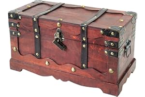 HMF 6400-140 drewniana skrzynia na skarby z zamkiem | 40 x 19 x 22 cm | duża | Francja