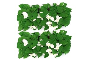 ZONKSTEE Expandable Fence Screening, 2pcs 0.4 * 2M Artificial Hedge Screening Expanding Garden Trellis Panels with Flowers, Garden Fence Screening, Fence Privacy Screen for Fence Backyard Patio Wall Decor