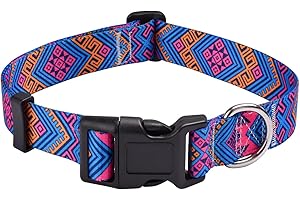 Mihqy Hundehalsband, Verstellbares, Weich & Komfort Hunde Halsband, Böhmisches, Blumen, geometrisches, Stammes Design, für Kleine, Mittlere und Große Hunde(Orange Ethnic Style,S)