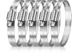 Caianwin 6 Pcs Hose Clips 59-82mm Adjustable 304 Stainless Steel Hose Clamp for Automotive,Mechanical,Agriculture