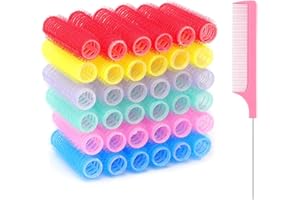 DHWEKU 36 Piezas de Rizadores de Pelo Pequeños con Agarre Automático, Rodillos de Peluquería, Herramientas para Mujeres - Incluye Peine de Cola de Rata