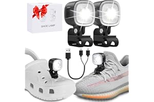 Gorger Croc Lights, 2Pcs Rechargeable Headlights for Croc Shoes IPX6 Waterproof, Led Shoes Lights Charms with 4 Light Modes, Adjustable Light Croc Torch for Kids Adults Camping, Dog Walking