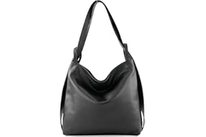 modamoda de T192 Damen Leder Rucksack Schultertasche, 40 x 37 x5 cm, Groß, handmade in Italy