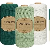 DXRPO Macrame Yarn, 3 mm x 100 m, Macrame Cotton Cord for Crafts, Hanging Plants, Christmas, Bohemian Decoration (Natural, Li