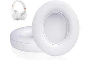 Link Dream Cuscinetti Auricolari Di Ricambio per Beats Studio 3 e Studio 2, Cuscinetti per Cuffie con Morbida Pelle Proteina/Memory Foam/Nastro Adesivo Forte (Bianco)