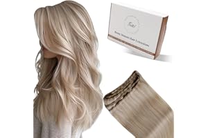 Hetto 20 Inch Blonde Weft Hair Extensions Human Hair Ash Blond with Platinum Blonde Sew in Hair Extensions 100g/Pack #18/613