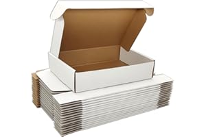 Cenoid Scatole di Cartone per Spedizioni Piccole Regalo, 23 x 15 x 5 cm Scatola Bianca imballaggio (25 pezzi)