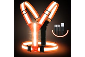 Simket LED Chaleco Reflectante, USB Chaleco de Seguridad Reflectante, Ajustable Alta Visibilidad Elastic Reflector Chaleco para Correr, Senderismo, Ciclismo, Motorista etc