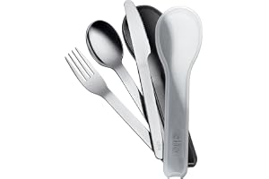 cilio bestickset GITA | 3 delar | rostfritt stål | resebestick för resor | diskmaskinssäker | kniv, gaffel, sked