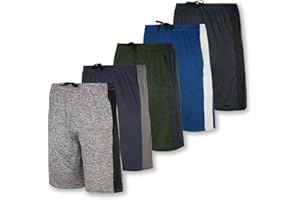 REAL ESSENTIALS 5 Pack:Men's Dry-Fit Sweat Resistant Active Athletic Performance Shorts