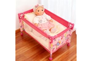 Masroo Baby Doll Crib,Playpen Baby Doll Bed for 18" Reborn Dolls, Reborn Babies Dolls Accessories for Girls Age 3+,Pack n Play Toy Gift for Kids