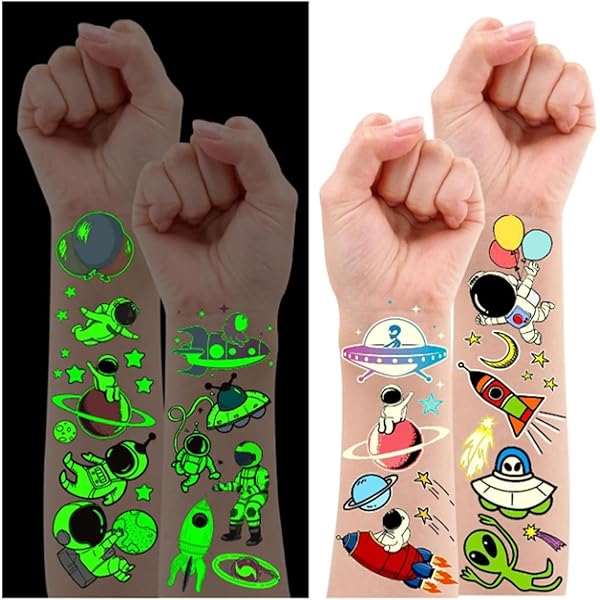 Tatuaggi Luminosi Per Bambini - 30 Fogli Con 380 Design Divertenti Per Feste E Compleanni | Unicorno, Dinosauro, Sirena - Foto 7