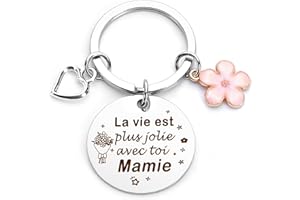 LXSAZP Cadeau Fete Des Grand Mere Cadeau Mamie Porte Cle Mamie Cadeau Grand Mere Cadeau FêTe Des Grands MèRes Cadeau Pour Mamie Cadeau Mamie Anniversaire Cadeau Mamie Personnalisé Cadeau Fete Des Mamies
