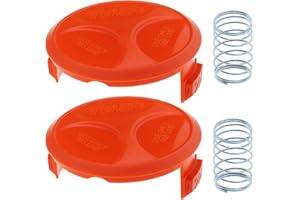 eMagTech 2 Piezas Reemplazo de Tapa de Cabezal de Corte con Resortes 37474601 Compatible con Black & Decker GH400 CST1000 GL30 GL120C GL280 Cubierta de Tapa de Carrete