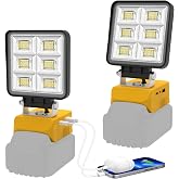 LED Spotlight for Dewalt 18V Battery (No Battery), NATPOW Rechargeable Portable Work Lights, 48W 5200LM Rechargeable LED Bulb