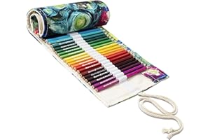 Gelishan Canvas Pencil Kit 72 Slots Artist Pencilsholder Roll Washable Fashionable Roll up Colored Pencils Holder Multi-Purpose Canvas Pencil Roll Wrap for Artist School Office (Multicolor 72 Holes)