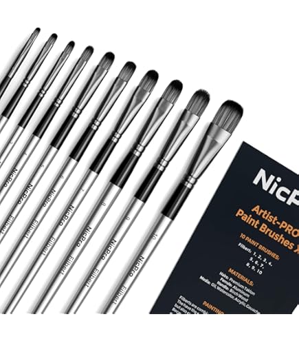 Lot De 6 Pinceaux à Franges Pour Peinture Acrylique, 2,5 Cm