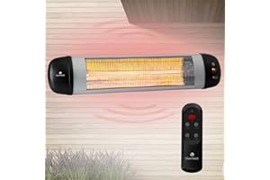 blumfeldt Rising Sun - Chauffage extérieur infrarouge, Radiateur rayonnant sur pied, Chauffage terrasse, Diffusion de chaleur rapide, Niveau : 850/1650/2500 W, Fonte d'aluminium, Sans pied