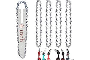 CECOMBINE 4 Pack 6 Inch Mini Chainsaw Chain Replacement, Small Chain Saw Chains for Cordless Handheld, 1/4" LP Pitch, 37 Drive Links, Electric Chainsaw Accessories for Carpentry and Landscaping