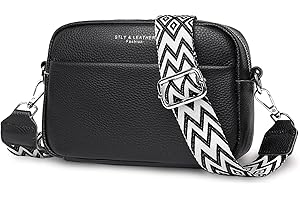 Wenrecu Crossbody Bag for Women, Genuine Leather Women's Cross body Camera Bags Handbag with Adjustable Wide Strap, Over Shoulder Bag for Ladies Girls Travel Shopping Work Daily Use