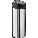 Meliconi Pattumiera con apertura a pressione Soft Touch 40 lt, Acciaio Inox con coperchio in plastica nera. Made in Italy, ac