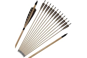 Huntingdoor 32" Handmade Wooden Shaft Target Arrows with Natural Turkey Feathers Fletching for Longbow Recurve Bow
