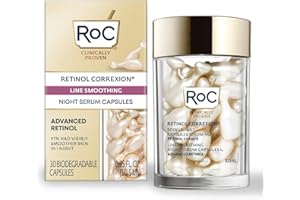 RoC - Retinol Correxion Line Smoothing Night Serum Capsules - Daily Anti-Wrinkle & Anti-Aging Treatment - Visibly Reduces Fine Lines & Wrinkles - Overnight Skincare - 30 Capsules