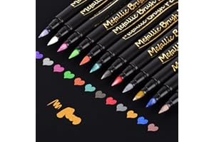 Cocolemon Metálico Rotuladores 12 Colores, Lettering Kit para Niñas 4-12, Rotuladores Metálicos para Cumpleaños Regalo de Felicitación Tarjetas, Pintura de Rock, Álbum de Fotos de Bricolaje