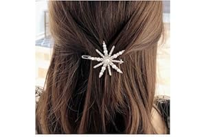Dervivea Fermaglio per capelli in cristallo di perle Boho Fermagli per capelli con fiocco di neve Fermagli per mollette con stella Cz in argento Fermaglio laterale per perle vintage Accessori per