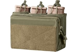 DONGKER Bustina di amministrazione tattica Mag,Pochette Molle tripla aperta sulla parte superiore con 3 toppe a ganci e fibbie per Mag 223/5.56